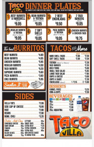 Menu Taco Villa